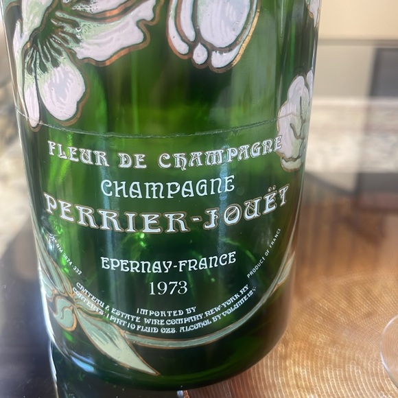 Perrier-Jouët Empty Champagne Bottle with Hand Painted Floral Glasses - Picture 2 of 9